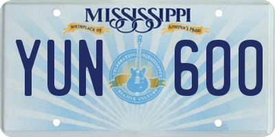 MS license plate YUN600