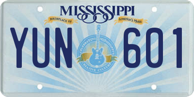 MS license plate YUN601