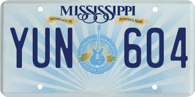MS license plate YUN604