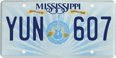 MS license plate YUN607