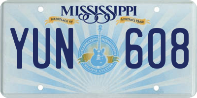 MS license plate YUN608