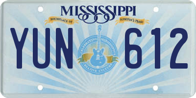 MS license plate YUN612