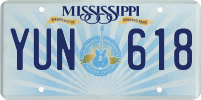 MS license plate YUN618