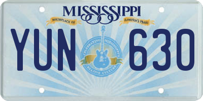 MS license plate YUN630