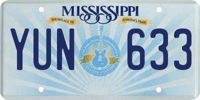 MS license plate YUN633