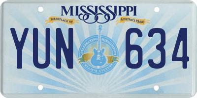 MS license plate YUN634
