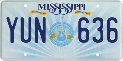 MS license plate YUN636