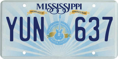 MS license plate YUN637