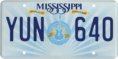 MS license plate YUN640