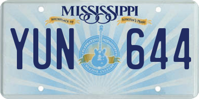 MS license plate YUN644
