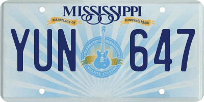 MS license plate YUN647