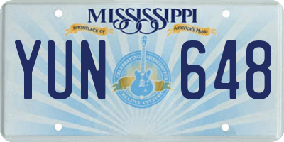 MS license plate YUN648