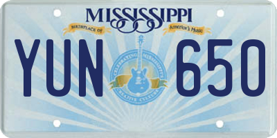 MS license plate YUN650