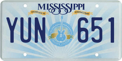 MS license plate YUN651