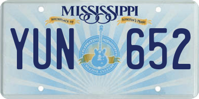 MS license plate YUN652