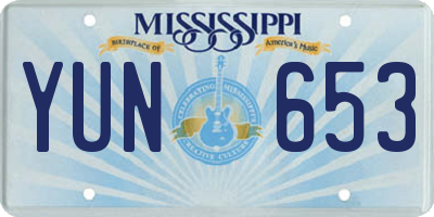 MS license plate YUN653