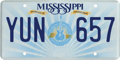 MS license plate YUN657