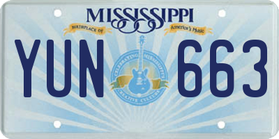 MS license plate YUN663