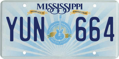 MS license plate YUN664