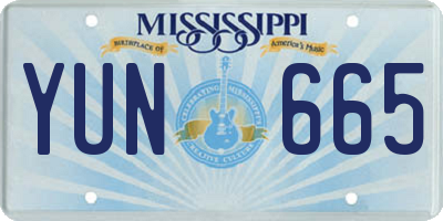 MS license plate YUN665