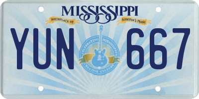 MS license plate YUN667
