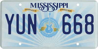 MS license plate YUN668