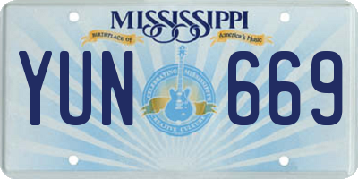 MS license plate YUN669