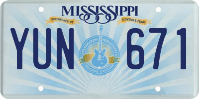 MS license plate YUN671