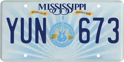 MS license plate YUN673