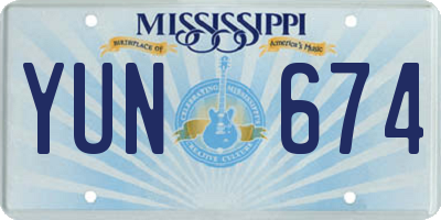 MS license plate YUN674