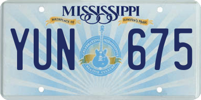 MS license plate YUN675