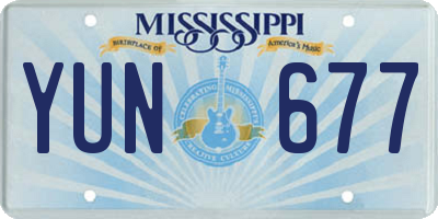 MS license plate YUN677