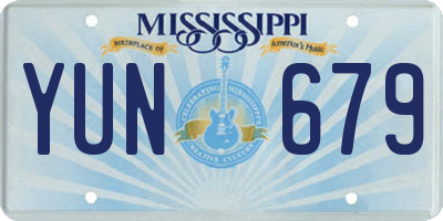 MS license plate YUN679