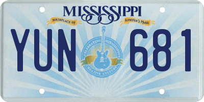 MS license plate YUN681