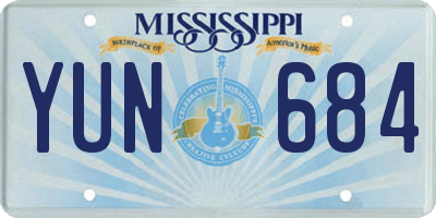 MS license plate YUN684
