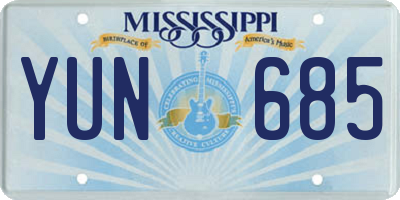 MS license plate YUN685