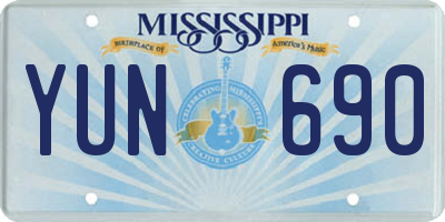 MS license plate YUN690