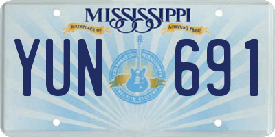 MS license plate YUN691