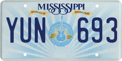 MS license plate YUN693