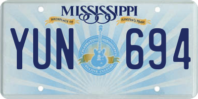 MS license plate YUN694