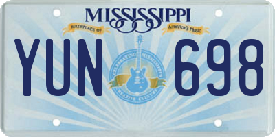 MS license plate YUN698