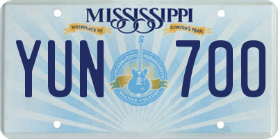 MS license plate YUN700