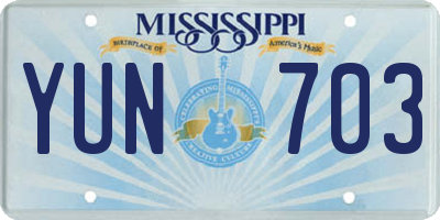 MS license plate YUN703