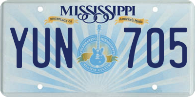 MS license plate YUN705