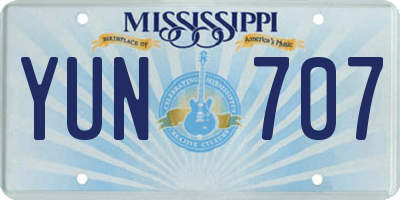 MS license plate YUN707