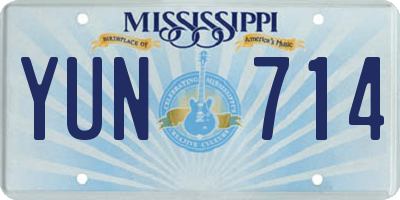 MS license plate YUN714