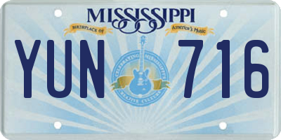 MS license plate YUN716