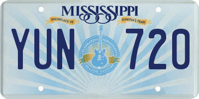 MS license plate YUN720
