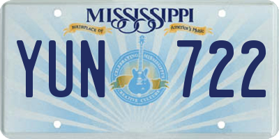 MS license plate YUN722