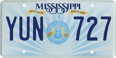 MS license plate YUN727